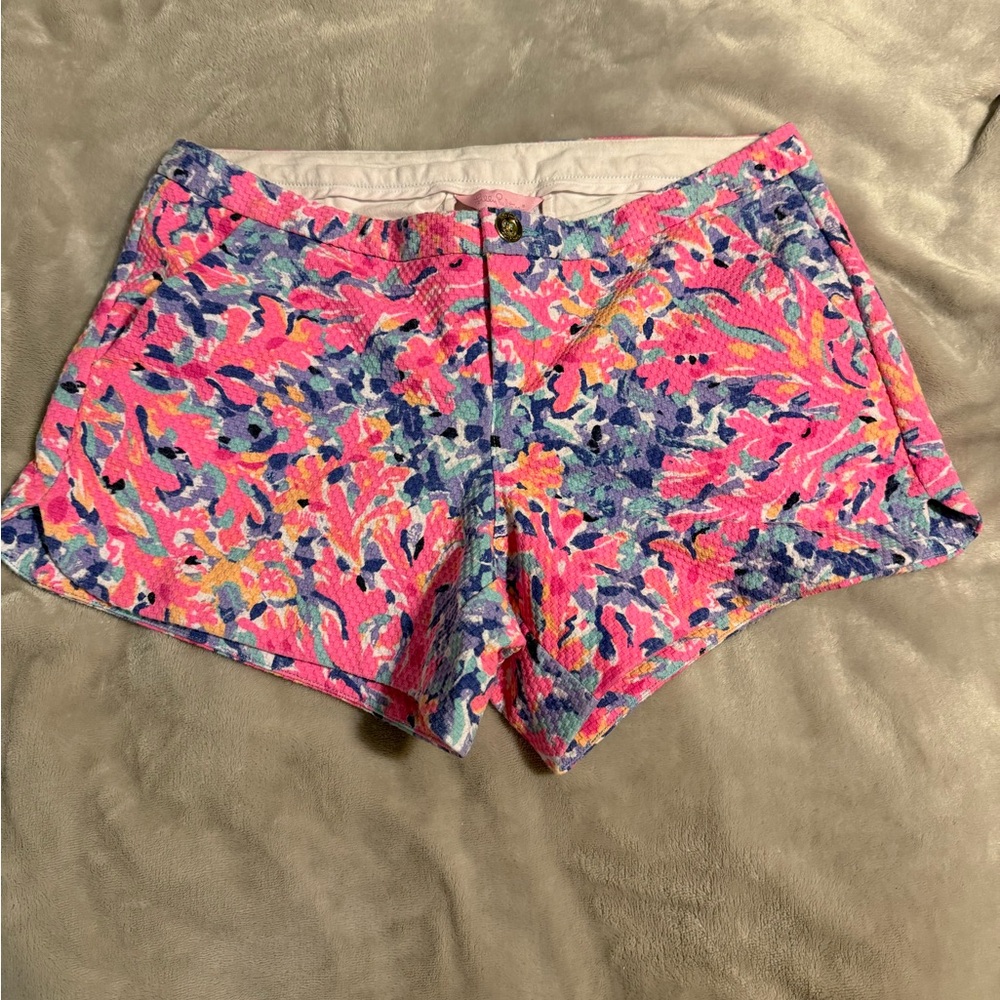 Lilly Pulitzer Pink Multi Floral High-Waist Shorts size 6